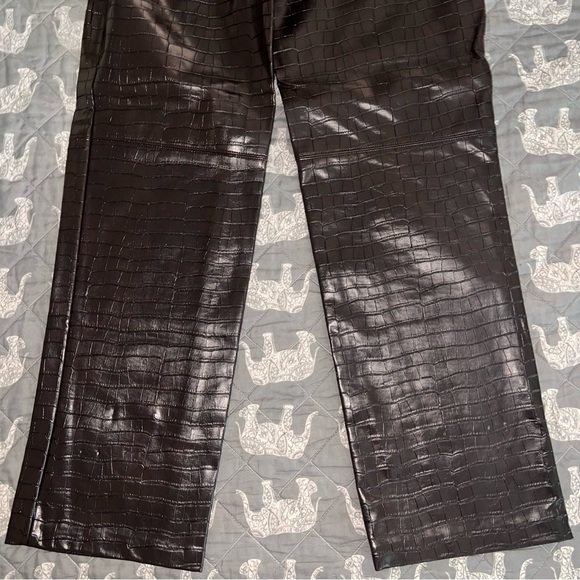 Dark Brown Faux Croc Leather pants - Picture 6 of 7